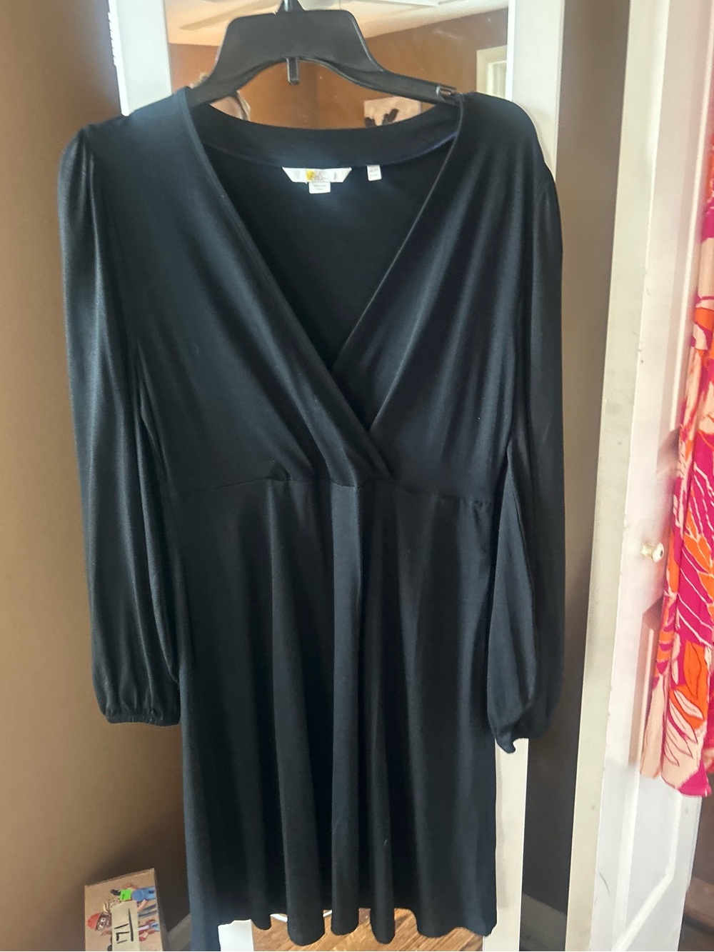 Boden Black Long-Sleeve Wrap-Style Dress